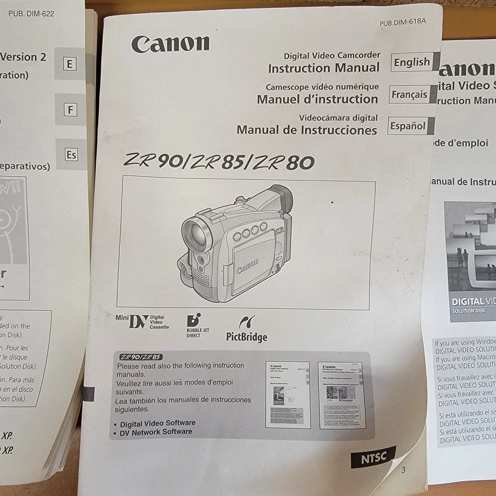 Canon‎ ZR90 ZR85 ZR80 Digital Video Camcorder Instruction Manual Software Guides